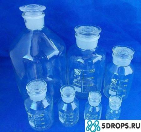 Склянка (штанглас), 500 мл, светлое стекло, с притёртой пробкой, широкое горло