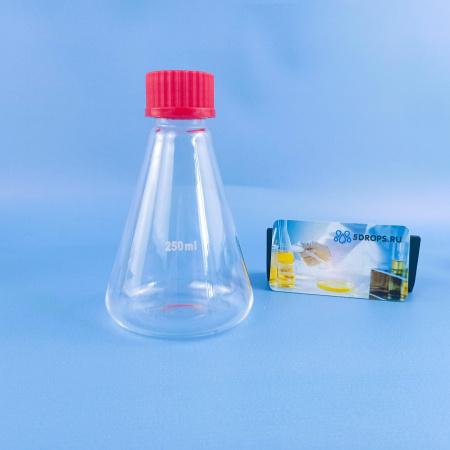 Колба коническая, 250 мл, стекло, с навинч. п/п крышкой