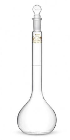 Колба мерная 2-250-1, 250 мл, 1 класс точности, стеклянная пробка, шлиф 14/23 - Под заказ