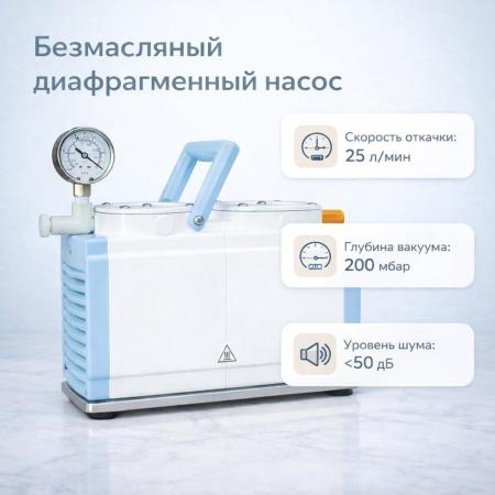 Вакуумный диафрагменный (мембранный) насос "SUPERPUMP-0,33 2D" - В наличии