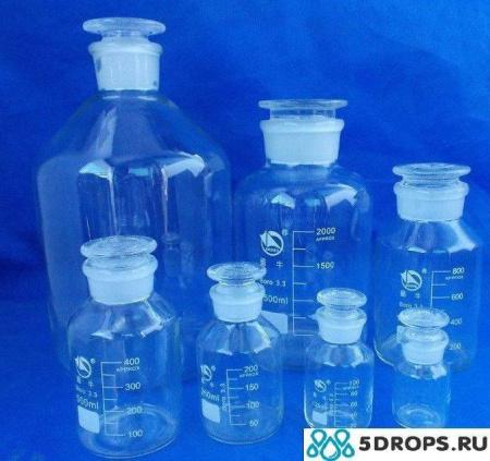 Склянка (штанглас), 500 мл, светлое стекло, с притёртой пробкой, широкое горло