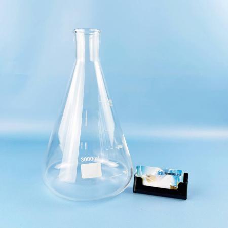 Колба коническая (Эрленмейера) 5drops КН-2-3000-52, 3000 мл, горло 52 мм, стекло Boro 3.3, без шлифа Колба коническая (Эрленмейера) 5drops КН-2-3000-52, 3000 мл, горло 52 мм, стекло Boro 3.3, без шлифа