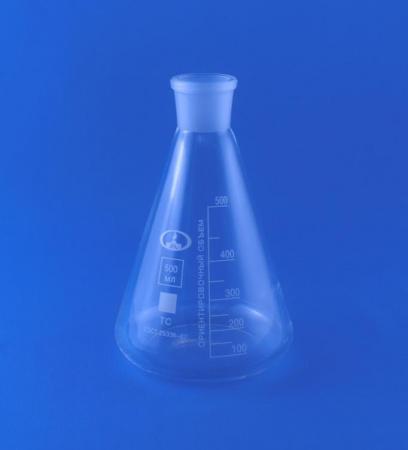 Колба коническая (Эрленмейера) КН-1-500, 500 мл, шлиф 29/32 - В наличии