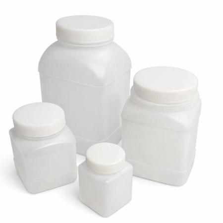 Банка 500 мл, ПЭ, с винтовой крышкой и прокладкой, квадратная - В наличии