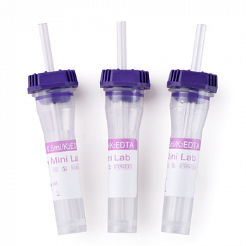 Микропробирки с капилляром с ЭДТА К3, 0,5 мл, 10х46, 100 шт/упак, пластик, для взятия капиллярной крови, для гематологических исследований RT