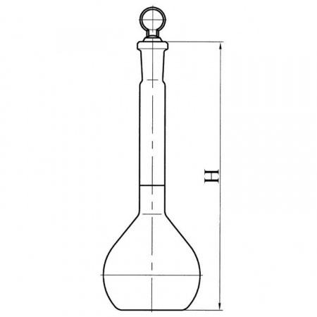 Колба мерная 2-200-2, 200 мл, 2 класс точности, стеклянная пробка, шлиф 14/23