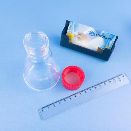 Колба коническая, 100 мл, стекло, с навинч. п/п крышкой