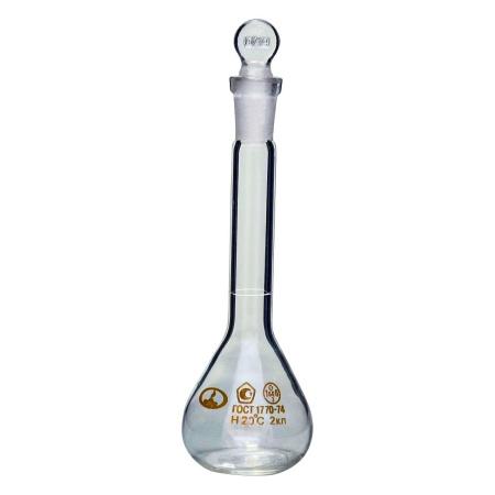 Колба мерная 2-50-2, 50 мл, 2 класс точности, стеклянная пробка, шлиф 10/19 - В наличии