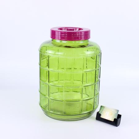 Банка (бутыль) стеклянная объёмом 15 литров с гидрозатвором, зеленая