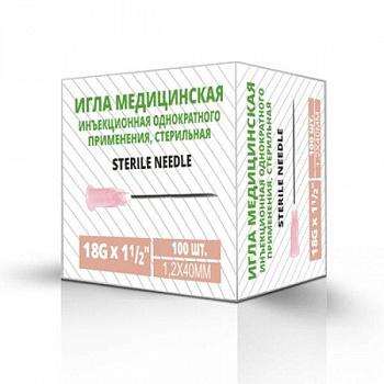 Игла инъекционная стерильная G 18, 1,2x40 SF, упаковка 100 шт