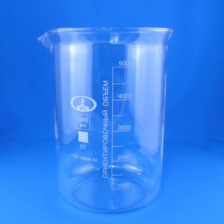 Стакан лабораторный низкий Н-1-5000, 5000 мл, градуированный - В наличии