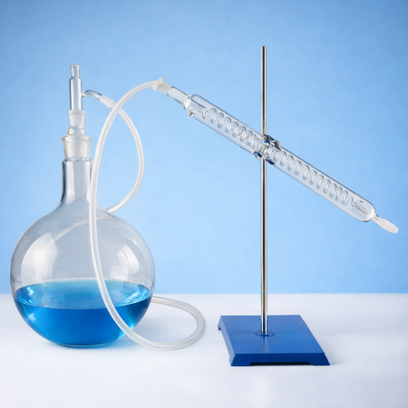 Стеклянный дистиллятор "Спиральный" на 5 литров со змеевиковым холодильником на 16 витков - В наличии