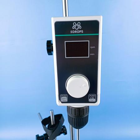 Верхнеприводная мешалка 5drops-OSS-30, с цифровым дисплеем, до 20 литров, с фиксатором посуды, максимальная вязкость 16000 Мпа