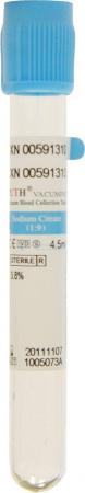 Пробирки с цитратом натрия 3,8%, 13х100 мм, 4,5 мл, пластик, для коагулологических исследований, PUTH, упаковка 100 шт - Под заказ