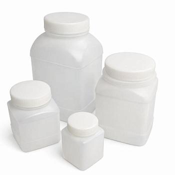 Банка 100 мл, ПЭ, с винтовой крышкой и прокладкой, квадратная