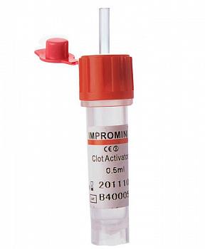 Микропробирки с капилляром для взятия капиллярной крови 10х45 мм, 0,5 мл, пластик,20 шт/уп с активатором свертывания для исследования сыворотки