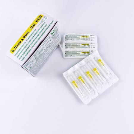 Игла для мезотерапии (инъекционная) 30G, размер 0,3х6 мм, стерил, SFM, 50 шт/упак - В наличии