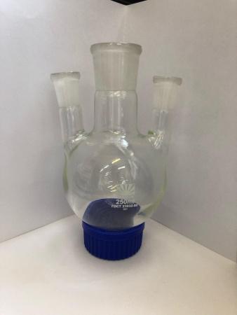 Колба трехгорлая круглодонная КГП-3-1-250, 250 мл, шлифы 29/32-14/23-14/23