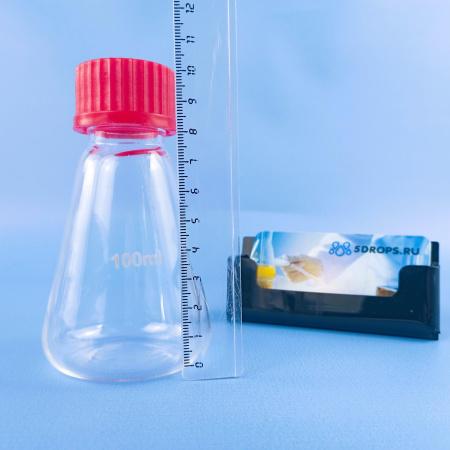 Колба коническая, 100 мл, стекло, с навинч. п/п крышкой