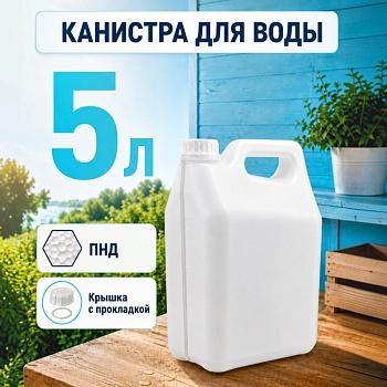 Пластиковая канистра 5 л, ПНД, с крышкой и прокладкой