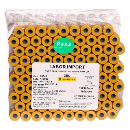 Пробирки вакуумные для исследования сыворотки c активатором свертывания и гелем,16х100 мм, 8,5 мл, пластик, 100 шт/уп
