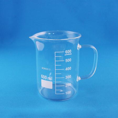 Стакан лабораторный со стеклянной ручкой 5drops В-1-600, 600 мл, стекло Boro 3.3, градуированный - В наличии