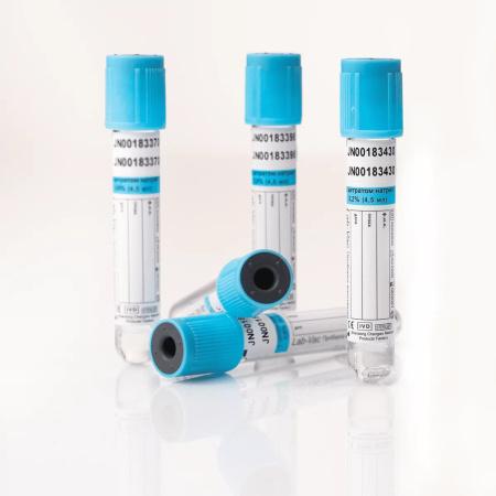 Пробирки цитрат натрия 3,2%, 13х100 мм, 4,5 мл, пластик, для коагулологических исследований, 100 шт/упак, Вейхай - Под заказ