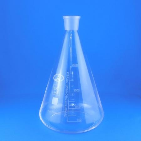 Колба коническая (Эрленмейера) КН-1-2000, 2000 мл, шлиф 29/32 - В наличии