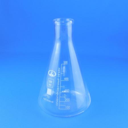 Колба коническая (Эрленмейера) КН-2-500-34, 500 мл, горло 34 мм, без шлифа - В наличии
