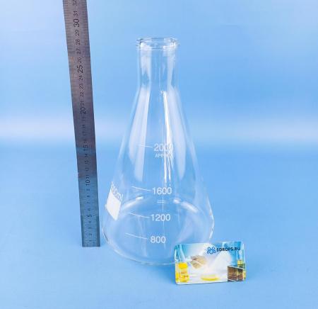 Колба коническая (Эрленмейера) 5drops КН-2-2000-50, 2000 мл, горло 50 мм, стекло Boro 3.3, без шлифа